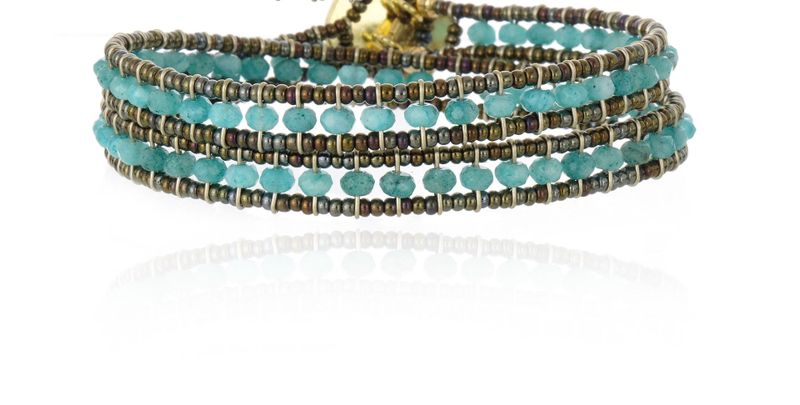 Pulseira 2 Voltas Jade Verde Berilo