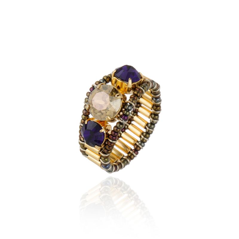 Anel Trio Bronze & Dark Indigo