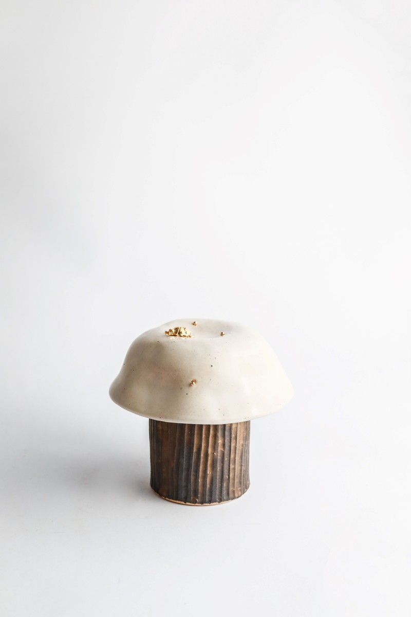 Coleção Biomas Nara Ota + Cerâmica & Cia - Cogumelo Branco M Pingos