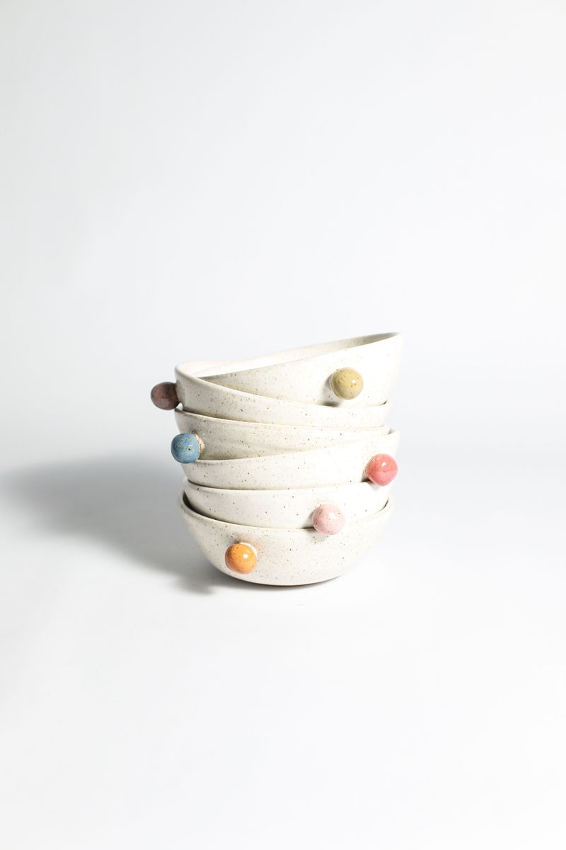 Bowl Dot - Branco com Detalhe colorido