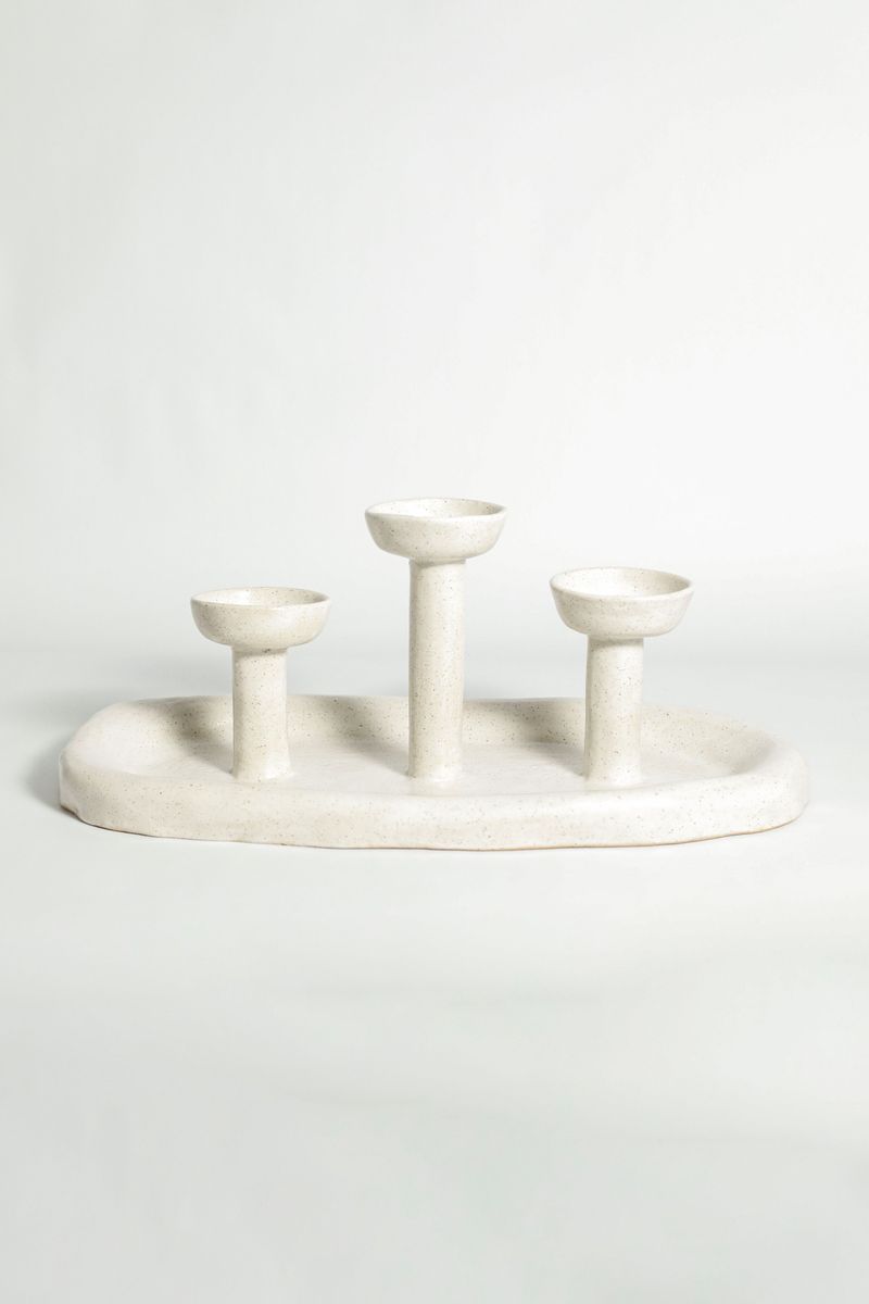 Trio de Mesa Argila Tabaco - Branco 