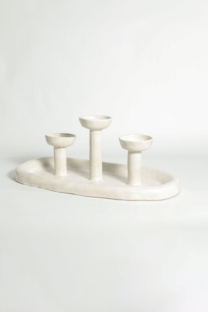 Trio de Mesa Argila Tabaco - Branco 