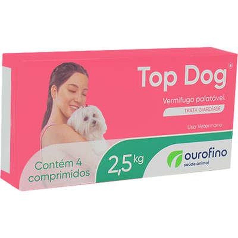 Ouro Fino Top Dog Vermífugo Caes 2,5kg - 4 Comprimidos