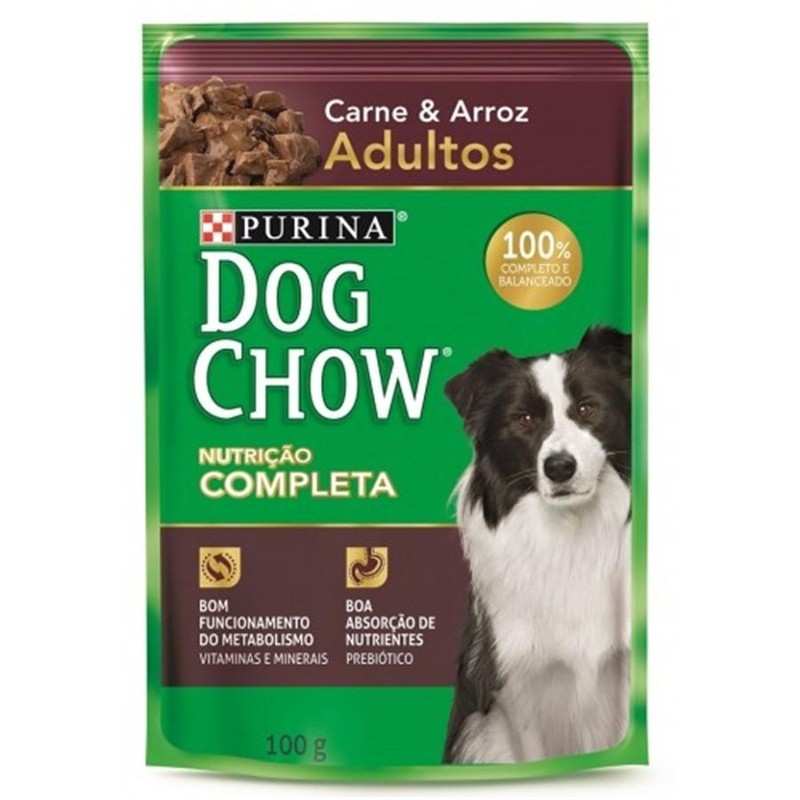 Dog Chow Sache Adultos Carne e Arroz 100g