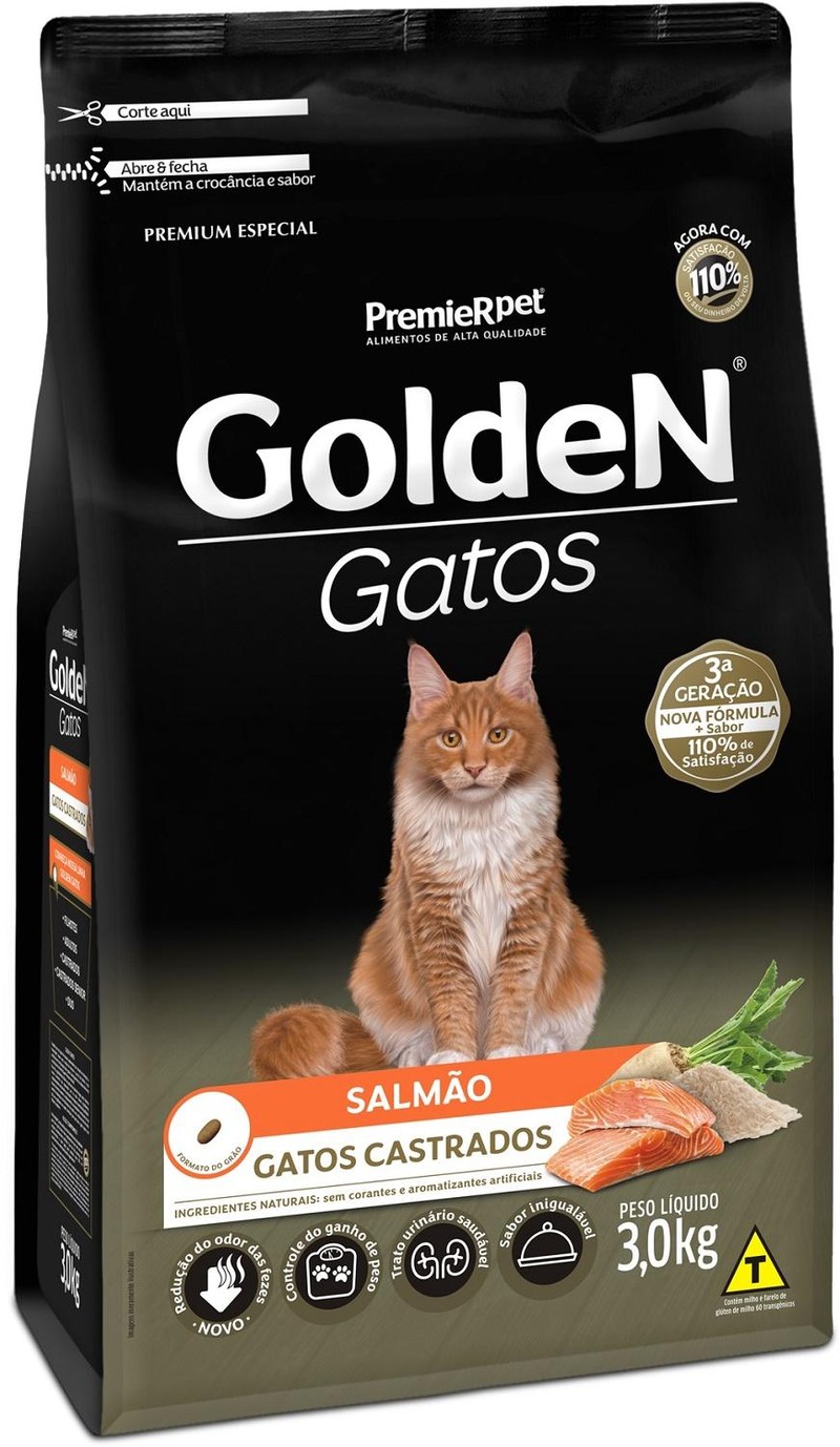 Golden Gatos Adulto Castrado Salmão