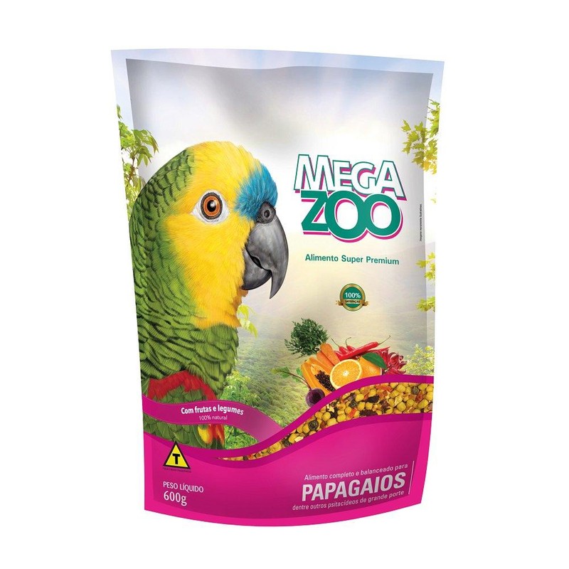 Megazoo Papagaios Frutas E Legumes 600g