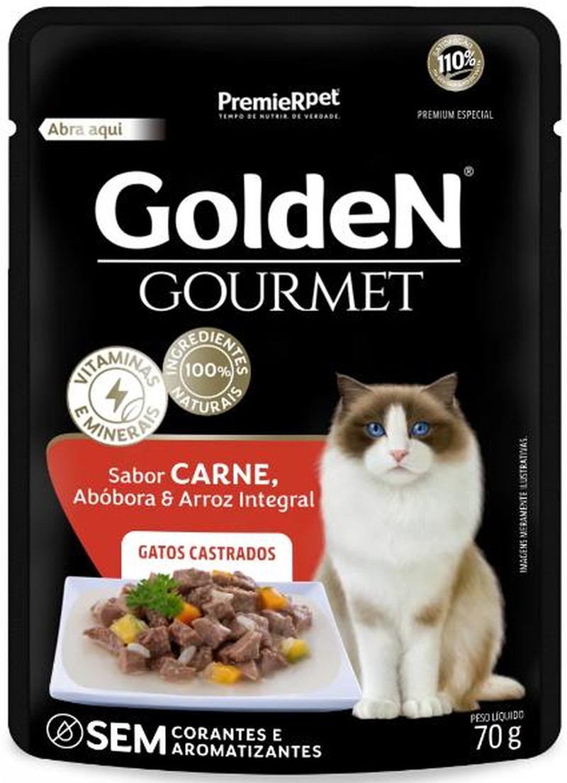 Golden Gourmet Sachê Gatos Castrados sabor Carne