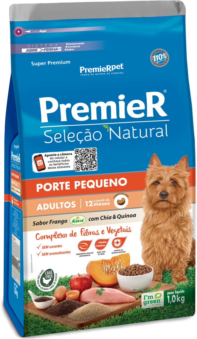 Premier Seleção Natural Adultos Raças Pequenas Frango Com Chia e Quinoa