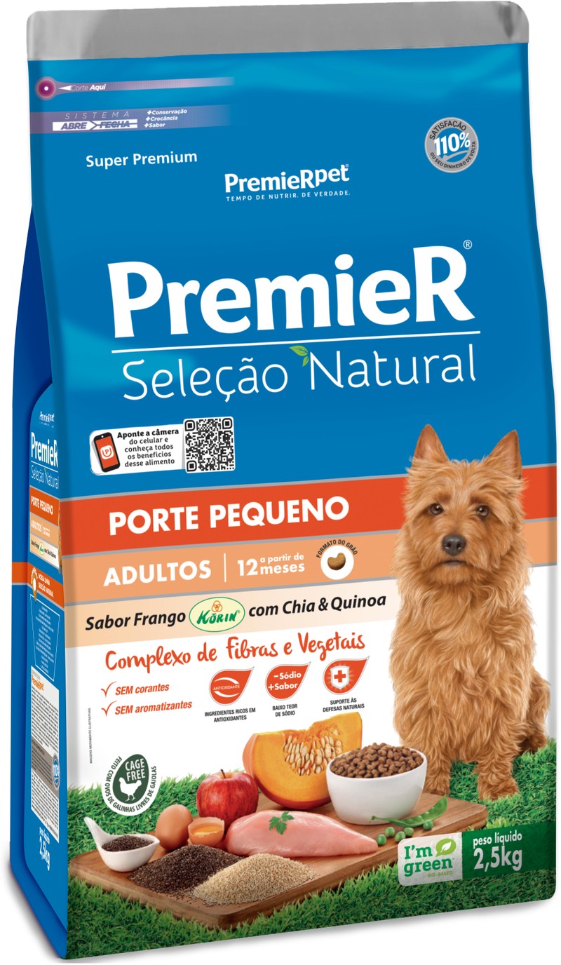 Premier Seleção Natural Adultos Raças Pequenas Frango Com Chia e Quinoa