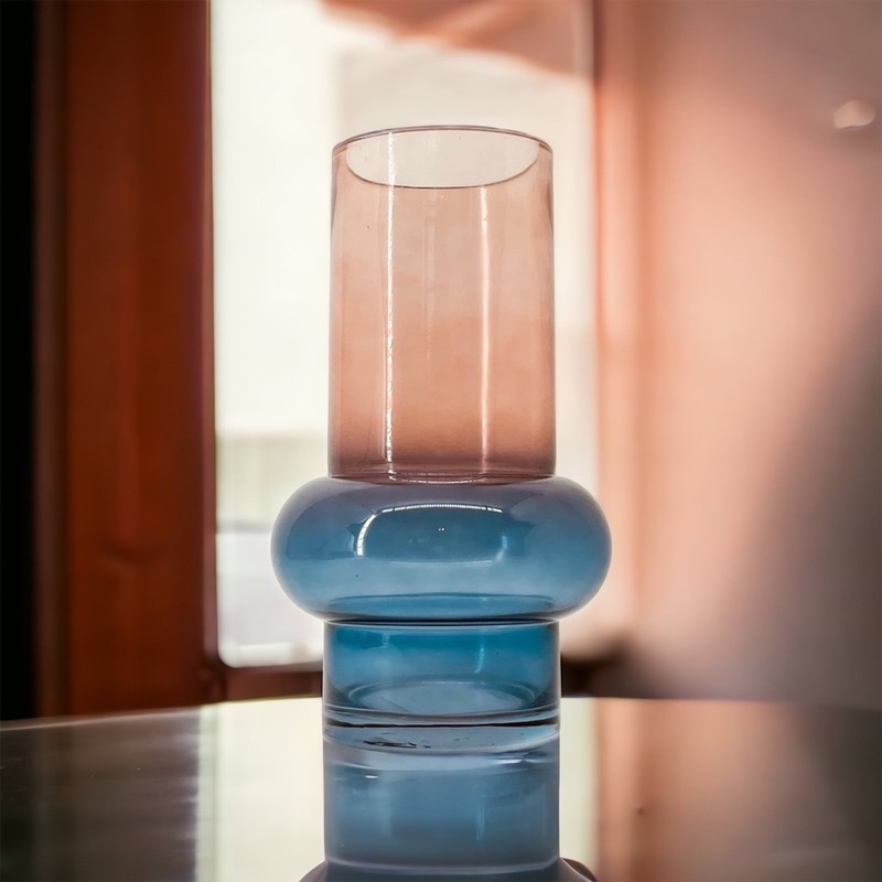 Vaso de vidro bicolor