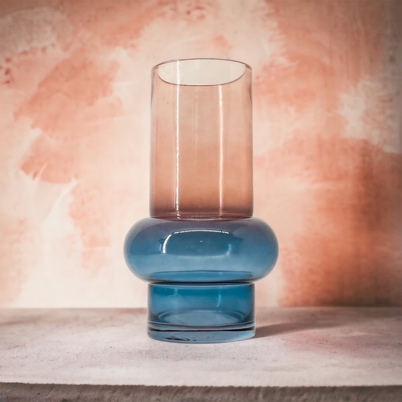 Vaso de vidro bicolor