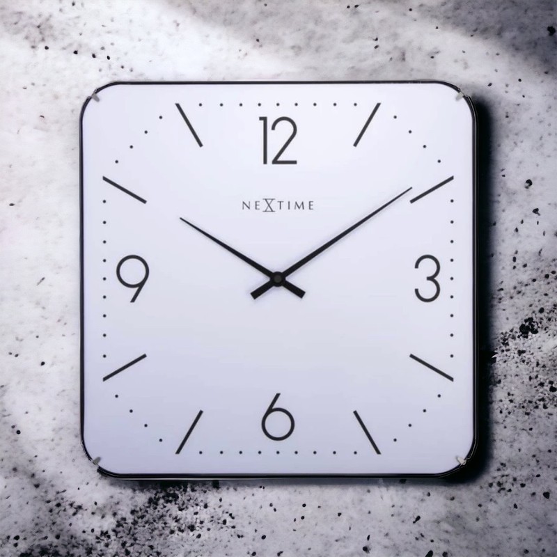Relógio de parede NeXtime Basic Square Dome branco (3174)