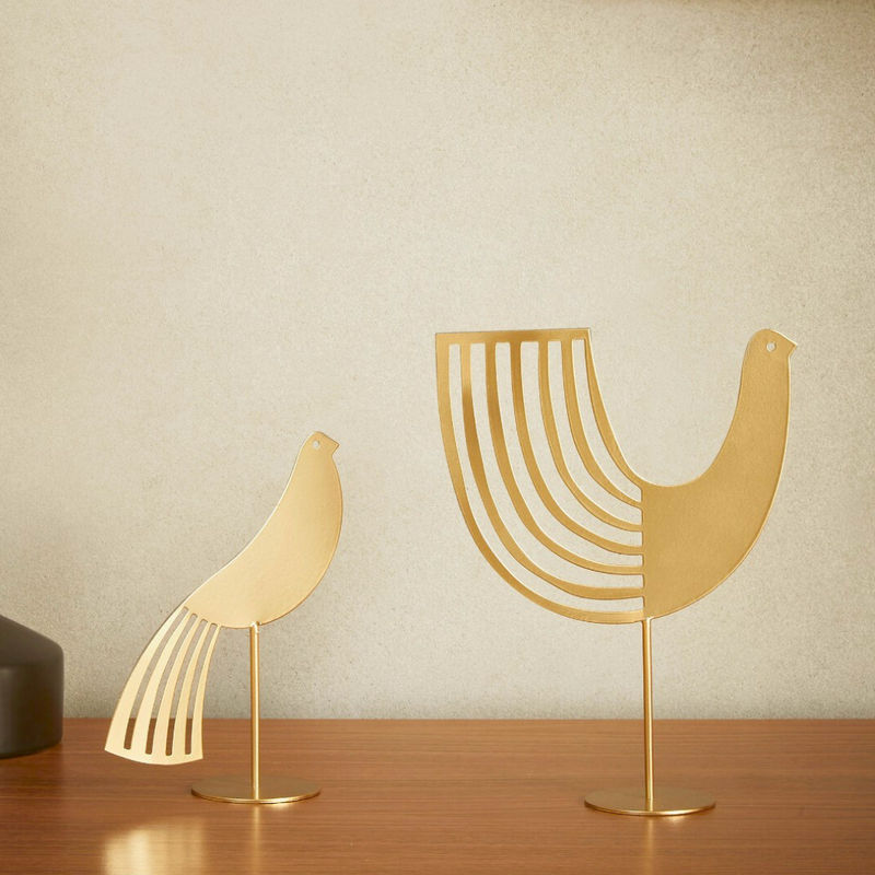 Escultura Pássaro dourado (2 peças)