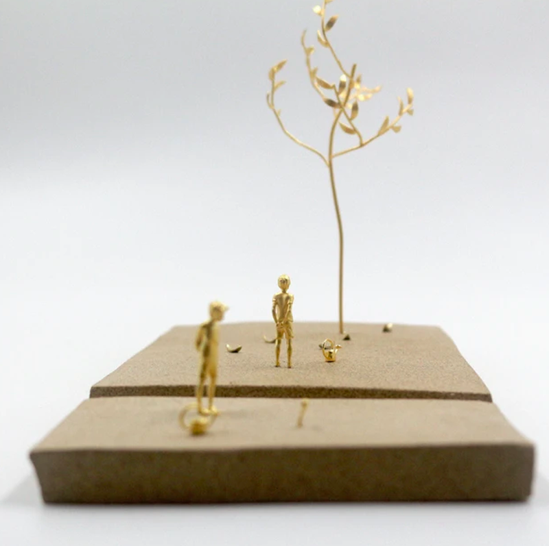 Escultura Mundinho - Jornada (Série Areia) - 2 peças