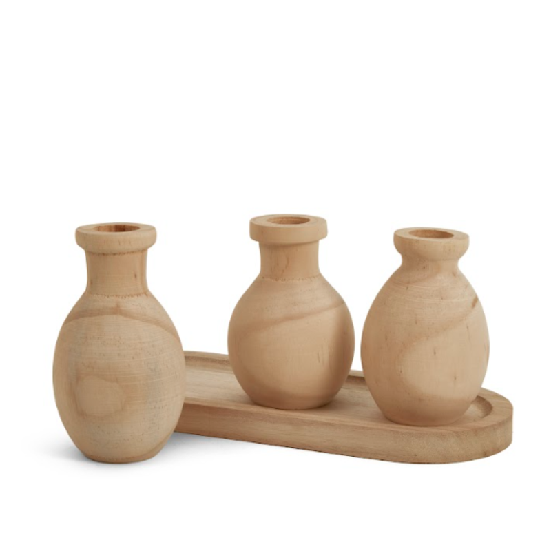 Conjunto de mini vasos Wood (4 peças)