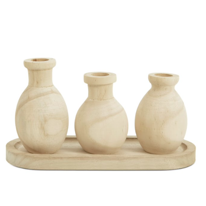 Conjunto de mini vasos Wood (4 peças)