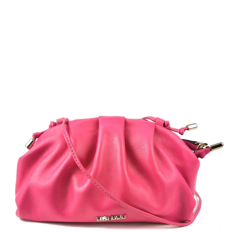 BOLSA BRUNA CLUTCH COURO ROSA SHOCK.