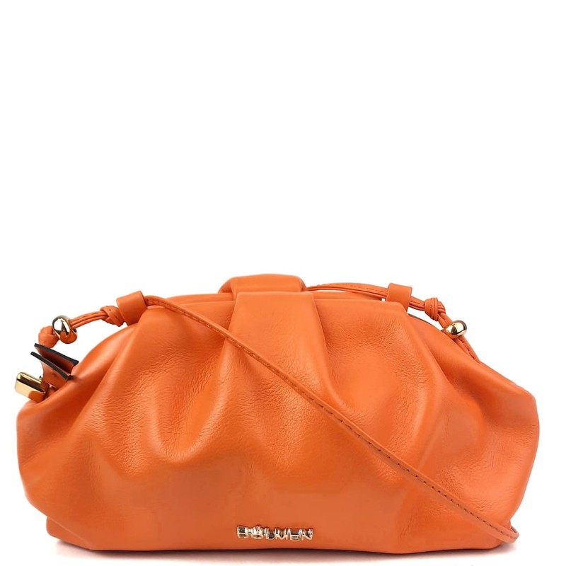 BOLSA BRUNA CLUTCH COURO LARANJA.