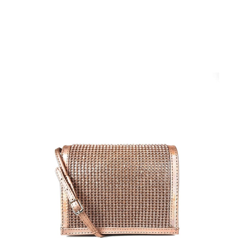 BOLSA BELLE P TIRACOLO COURO STRASS BEGE