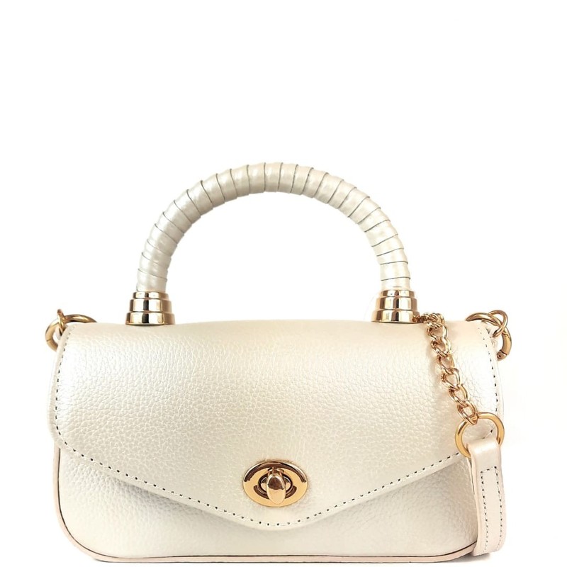 BOLSA LUNA TOTE TIRACOLO COURO OFF WHITE