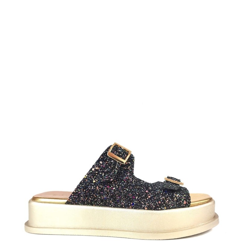 SANDALIA FLATFORM HOLOGRAFICO