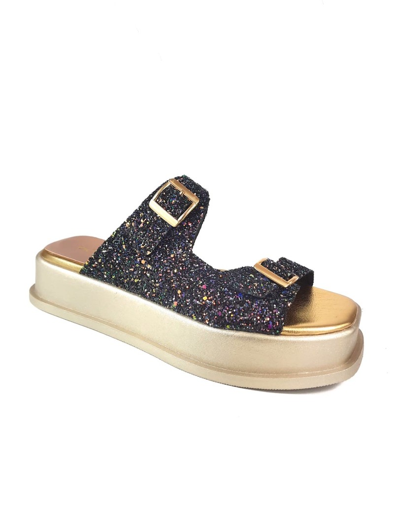 SANDALIA FLATFORM HOLOGRAFICO