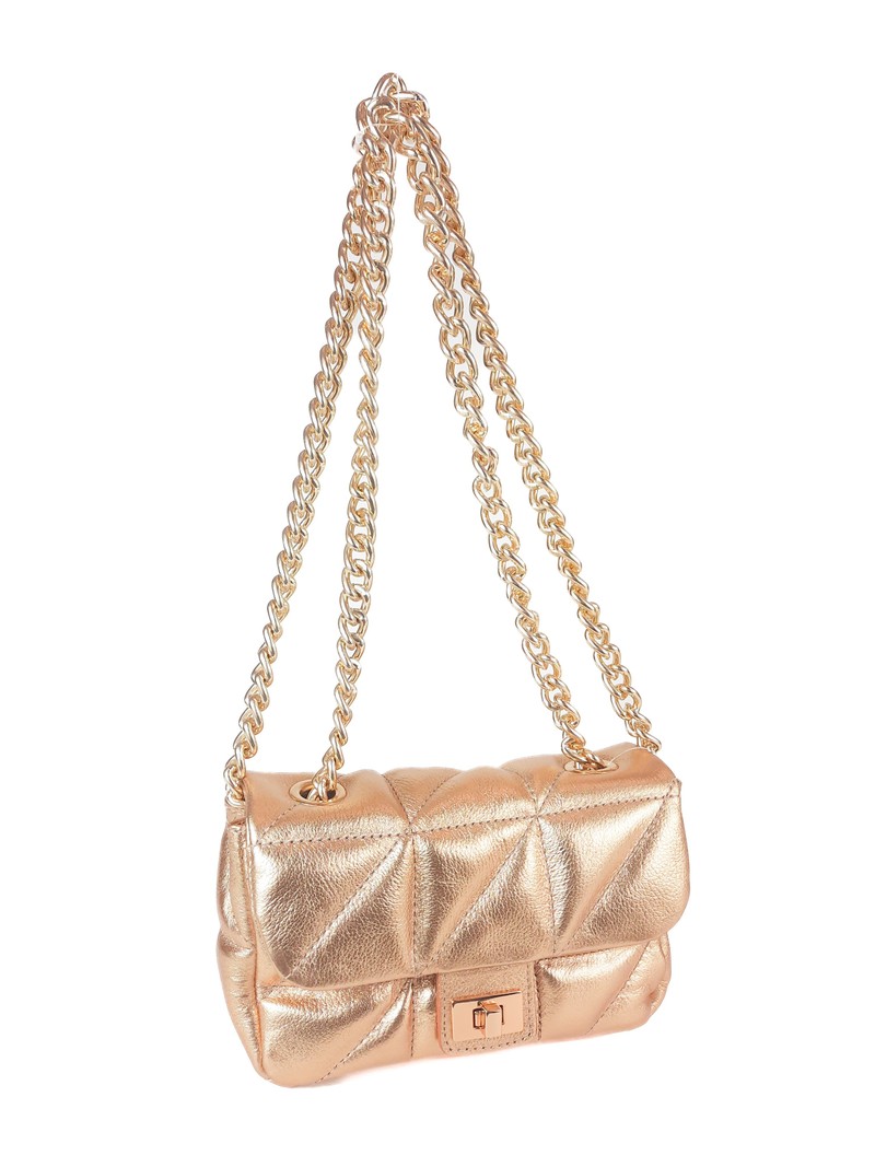 BOLSA ZOEY TIRACOLO COURO OURO.