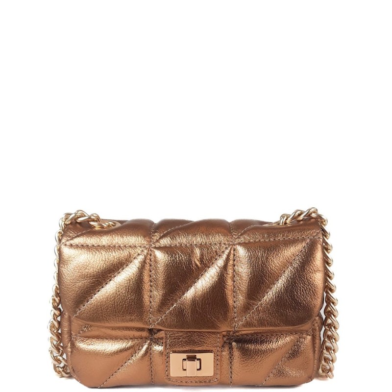 BOLSA ZOEY TIRACOLO COURO BRONZE