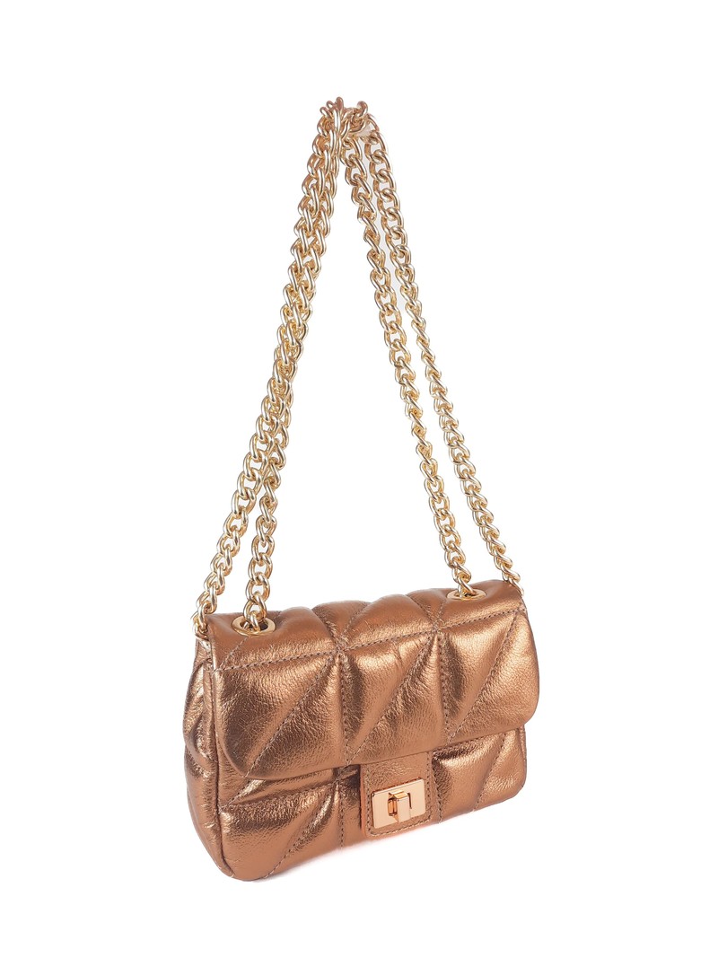 BOLSA ZOEY TIRACOLO COURO BRONZE