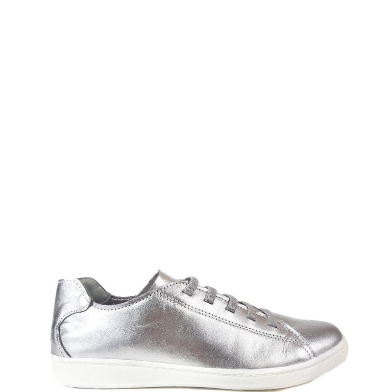 TENIS COURO METALIZADO PRATA