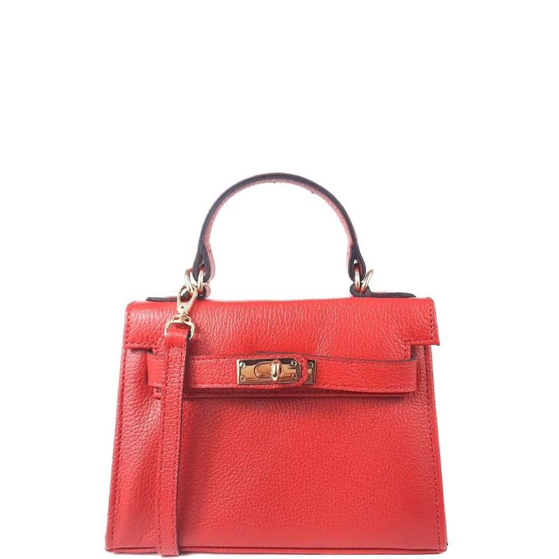 BOLSA RAISSA MINI TOTE TIRACOLO COURO VERMELHO