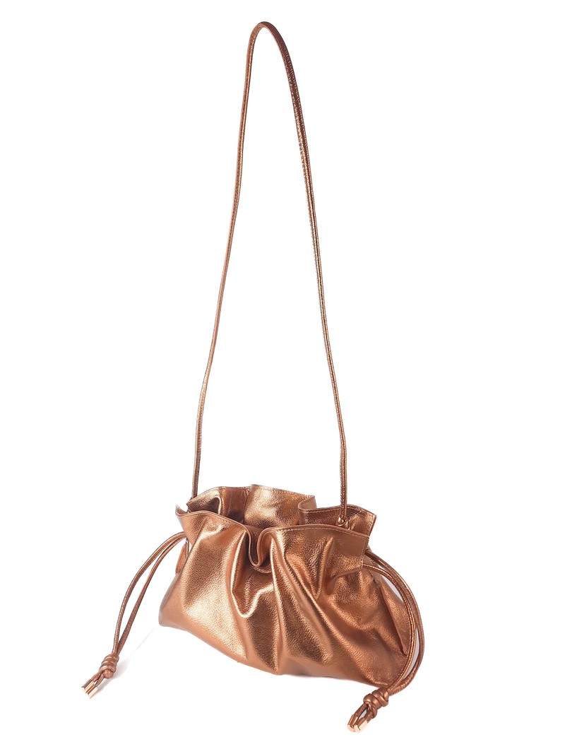 BOLSA AMANDA CLUTCH COURO BRONZE