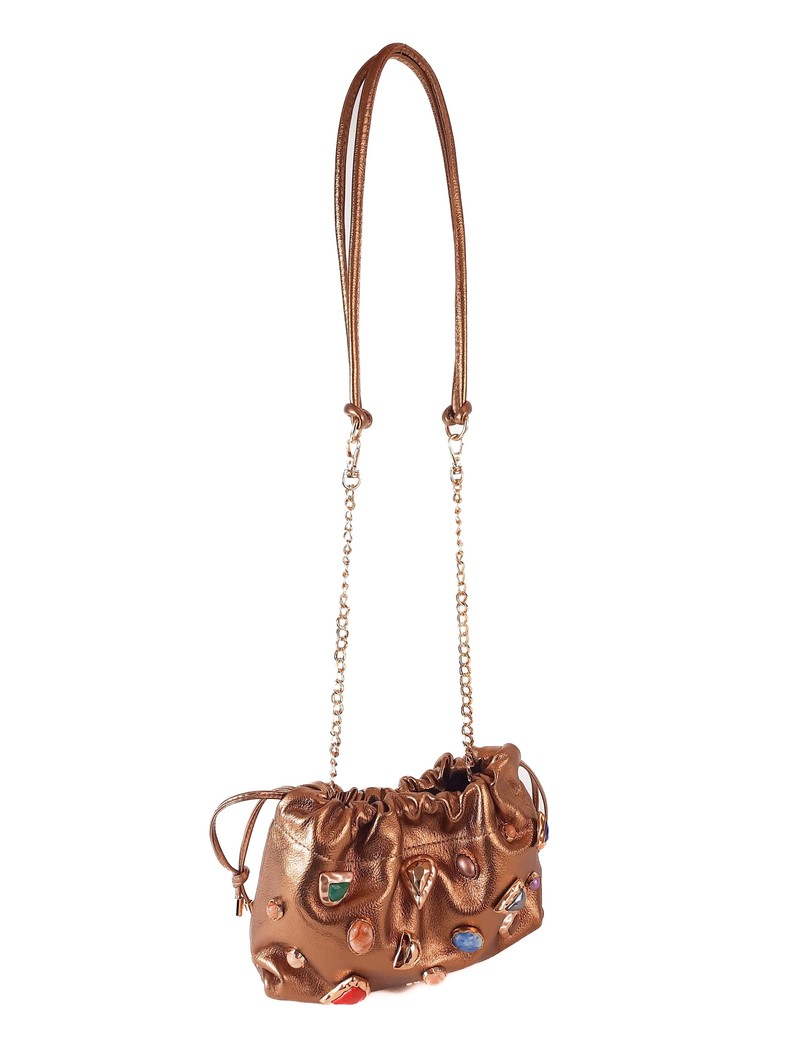 BOLSA ISIS CLUTCH COURO BRONZE