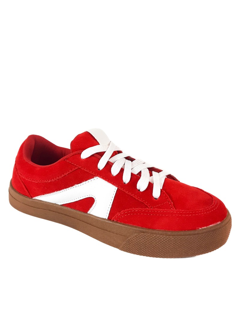 TENIS COURO CAMURÇA VERMELHO