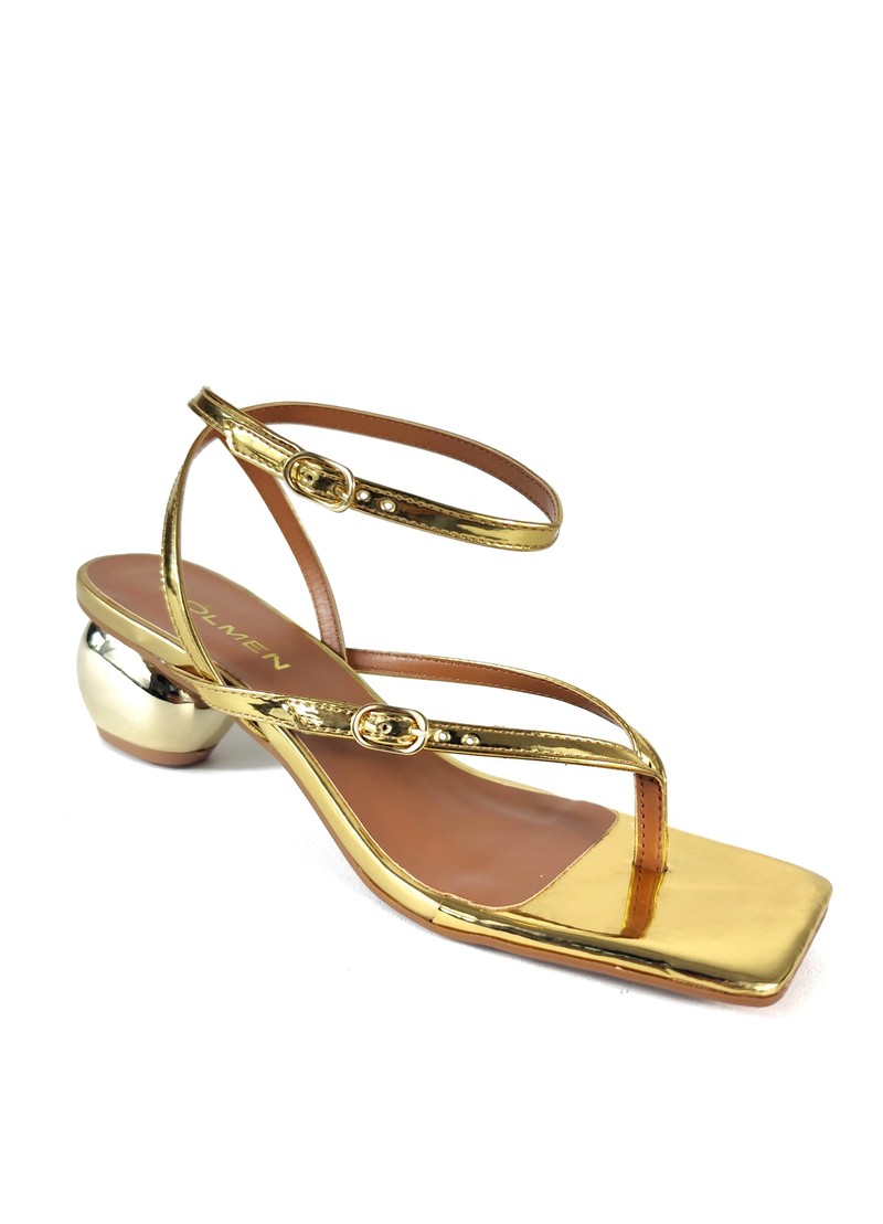 SANDALIA SALTO OVAL OURO