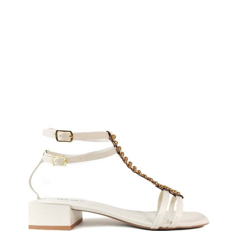SANDALIA SALTO BAIXO OFF WHITE