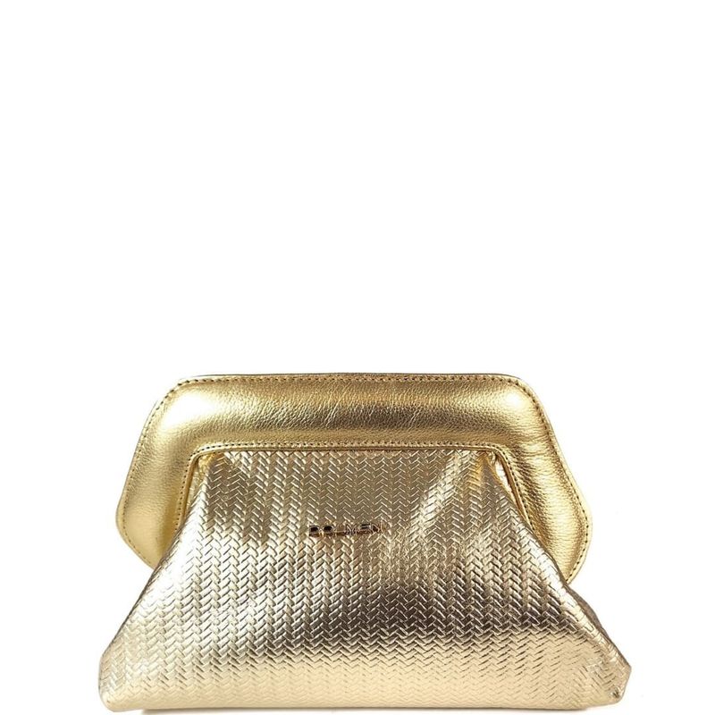 BOLSA AURORA CLUTCH COURO OURO