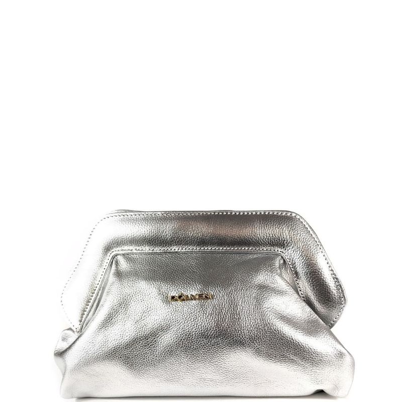 BOLSA AURORA CLUTCH COURO PRATA
