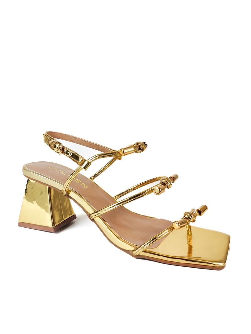 SANDALIA SALTO MEDIO OURO