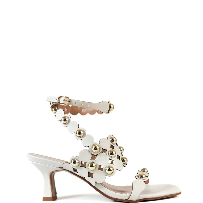 SANDALIA SALTO BAIXO OFF WHITE