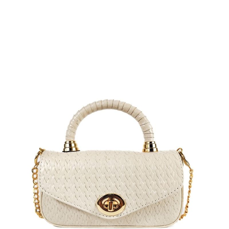 BOLSA LUNA TOTE TIRACOLO COURO OFF WHITE