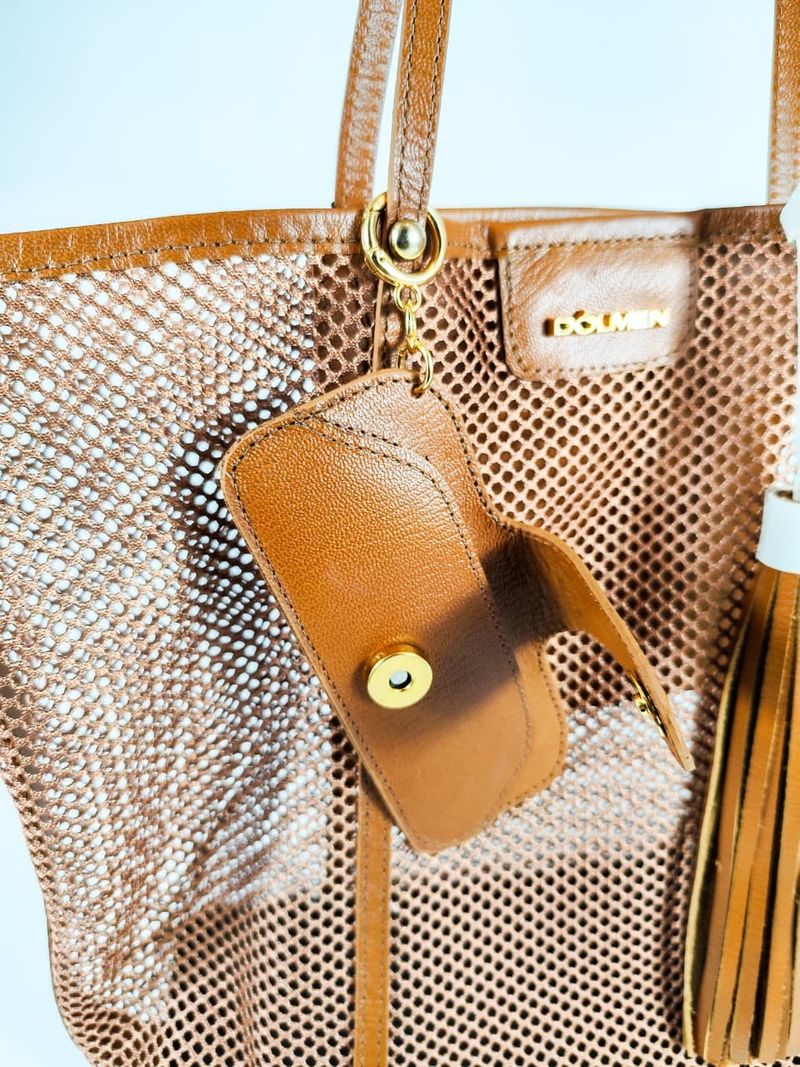 BOLSA MICA COURO CARAMELO