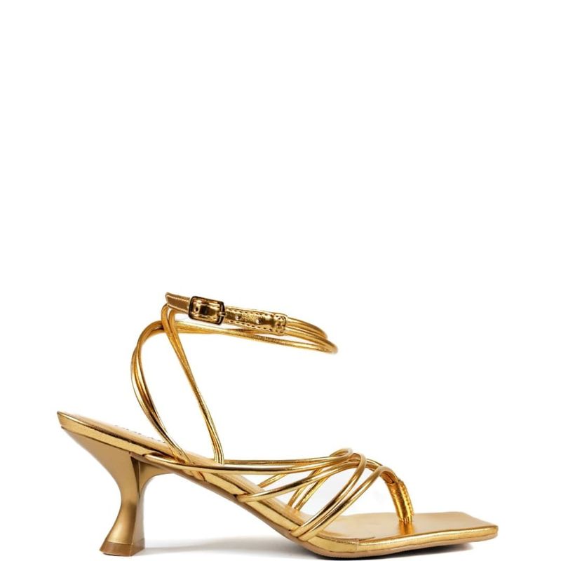 SANDALIA SALTO BAIXO OURO