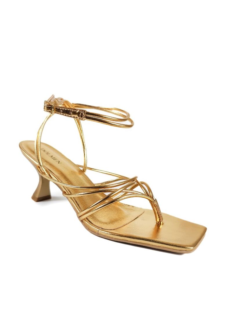 SANDALIA SALTO BAIXO OURO