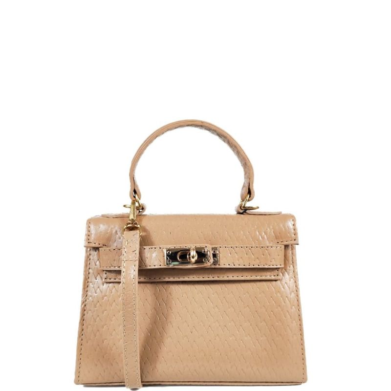 BOLSA RAISSA MINI TOTE TIRACOLO COURO AREIA