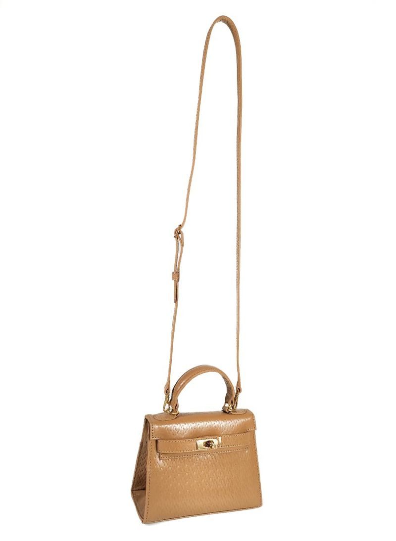 BOLSA RAISSA MINI TOTE TIRACOLO COURO AREIA