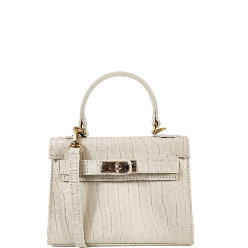 BOLSA RAISSA MINI TOTE TIRACOLO COURO OFF 
