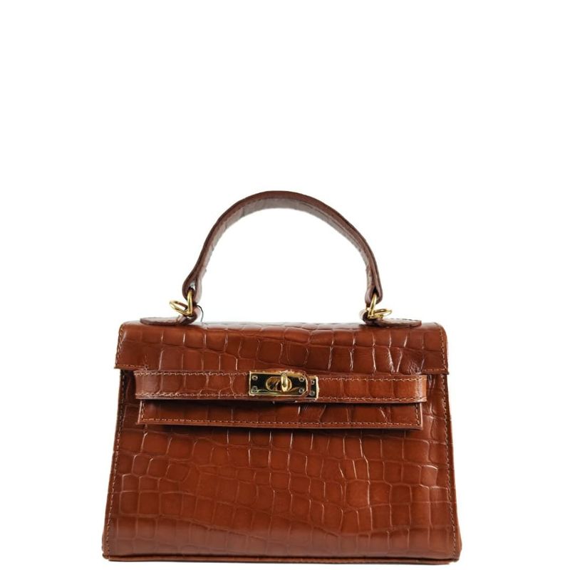 BOLSA RAISSA MINI TOTE TIRACOLO COURO PINHAO