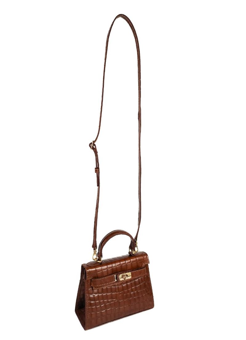 BOLSA RAISSA MINI TOTE TIRACOLO COURO PINHAO