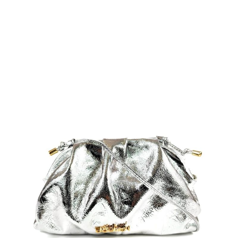 BOLSA BRUNA CLUTCH COURO PRATA